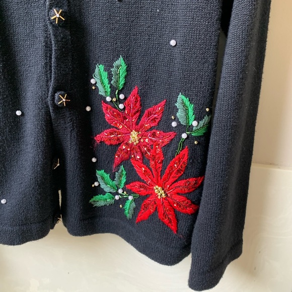 B. P. Design pointsettia Beaded Christmas Sweater - Picture 3 of 7